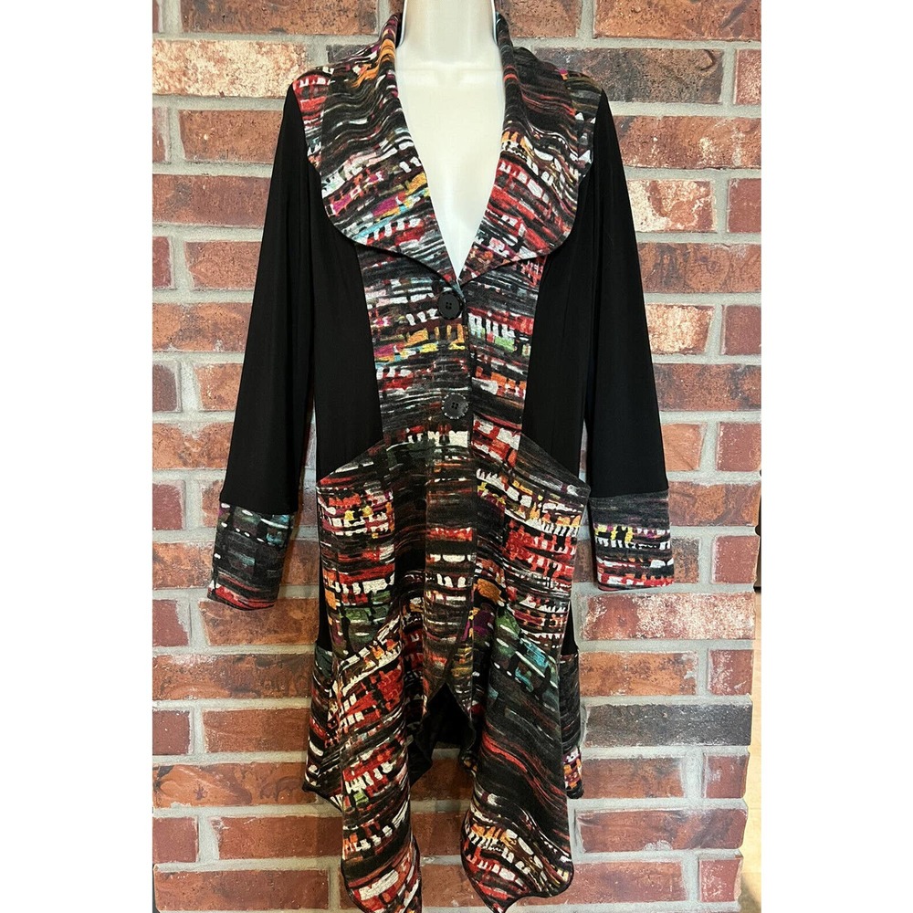 Joseph Ribkoff Long Cardigan Duster with Multicolor Print USA Size 8
